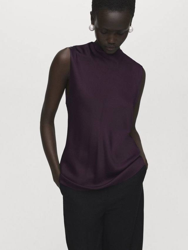 

Мартовский топ без рукавов с драпировкой Mango, Dark Red