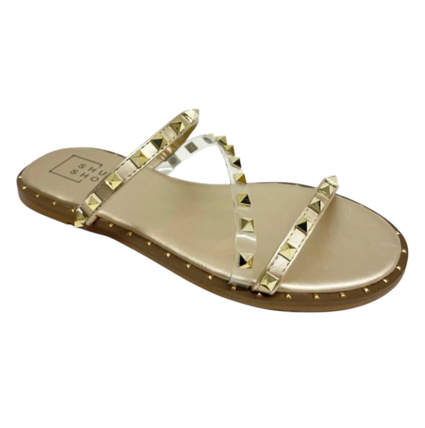 Женские сандалии Belara Studded в золотом цвете SHU SHOP — фото 2