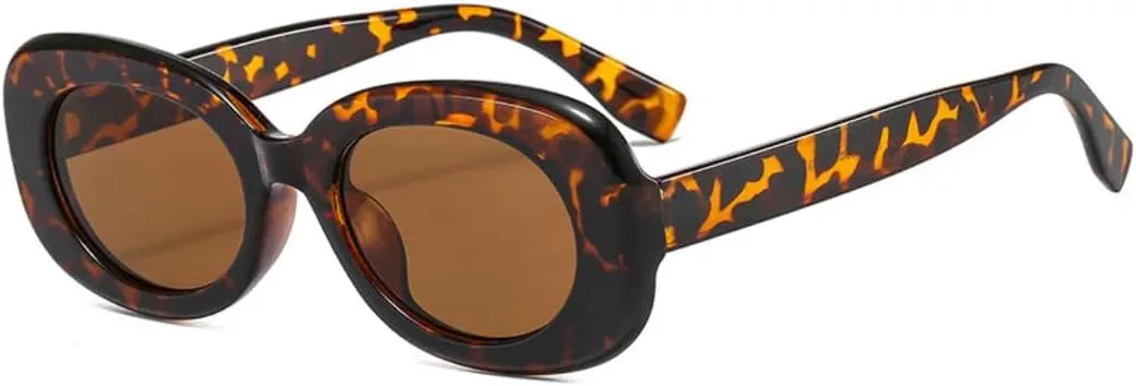 

Ретро овальные женские солнцезащитные очки, модные зелено-оранжевые очки с защитой от УФ-излучения UV400, трендовые мужские градиентные очки UUPTTPL, Leopard Tea