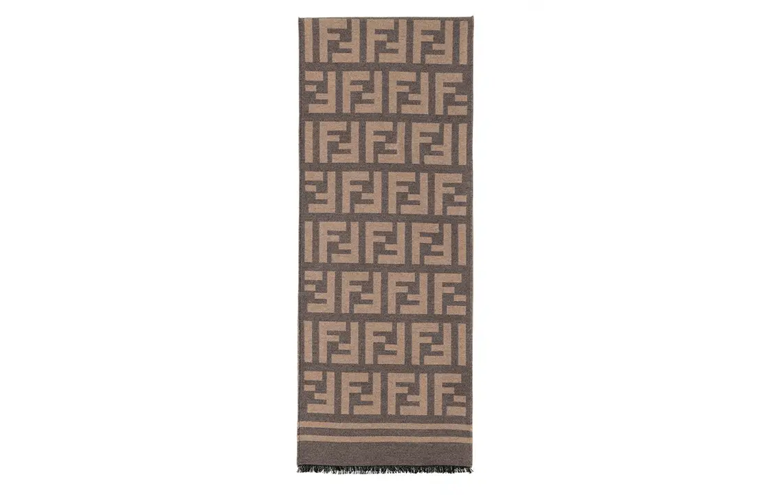 

FENDI Вязаный шарф мужской, Gray/Beige