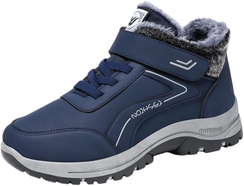 

Зимние мужские ботинки FmShi с толстым утеплителем - зимние ботинки до щиколотки для прогулок на улице, езды на велосипеде и ходьбы, синий