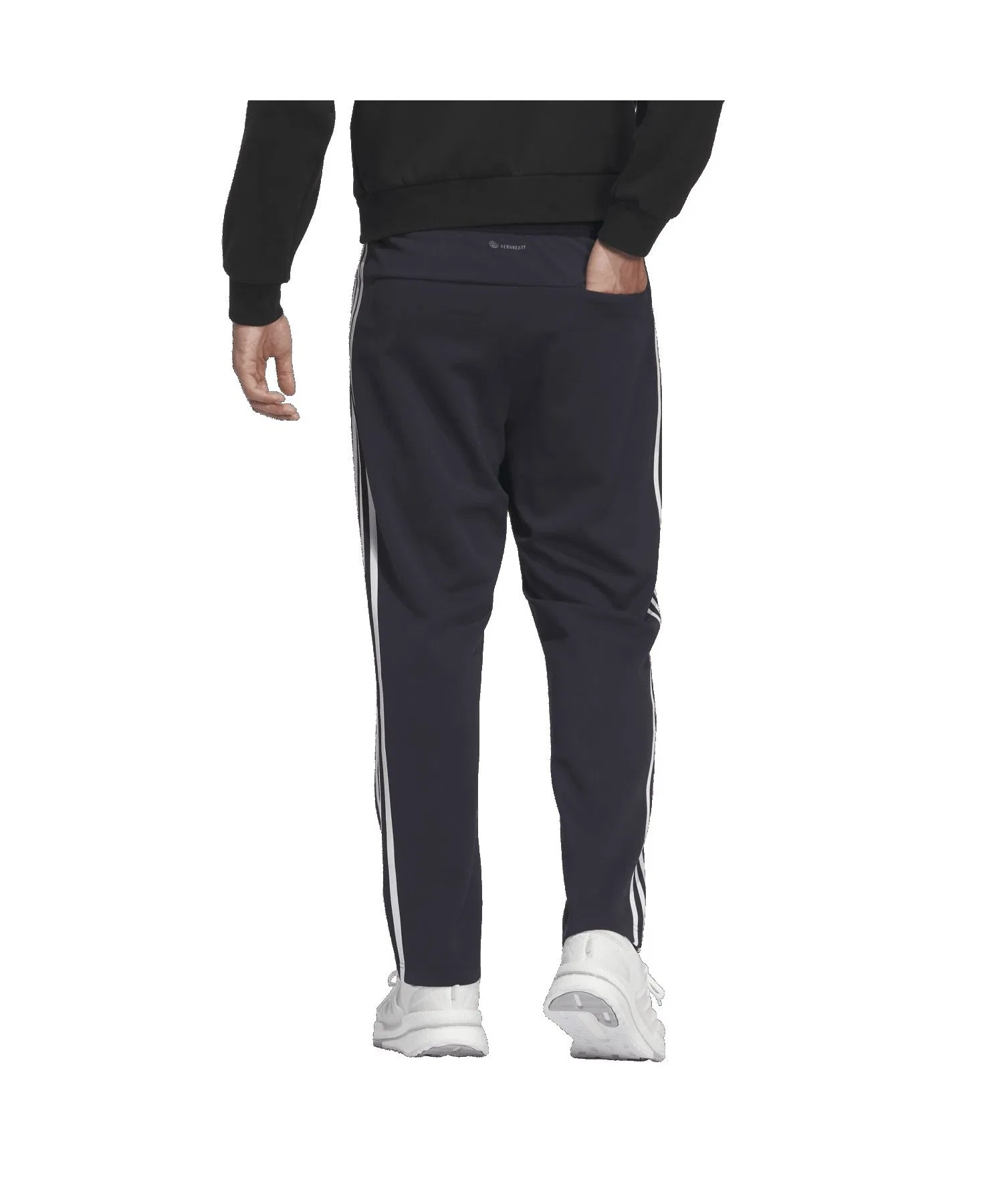 Мужские спортивные брюки adidas 3-Stripes из двойного трикотажа чёрно-белые — фото 3