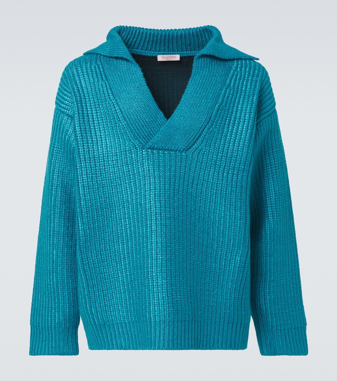 

Свитер из смесового шелка, ребристого плетения Valentino, цвет sky blue