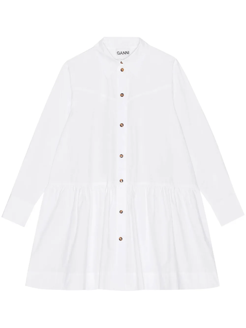 

Платье-рубашка с заостренным воротником GANNI, белый