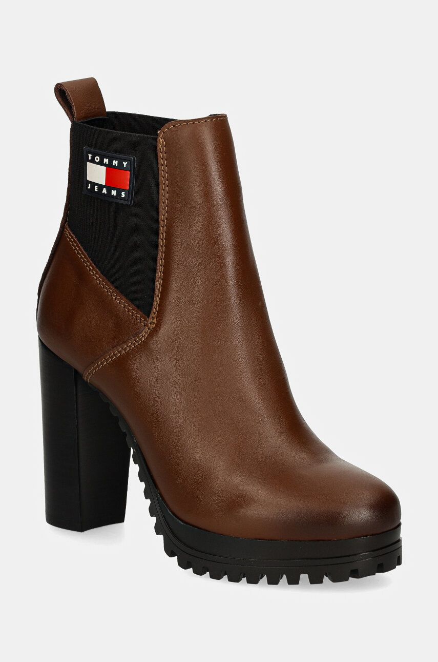 

Кожаные ботинки челси Tommy Jeans TJW NEW ESS HIGH HEEL BOOT, коричневый