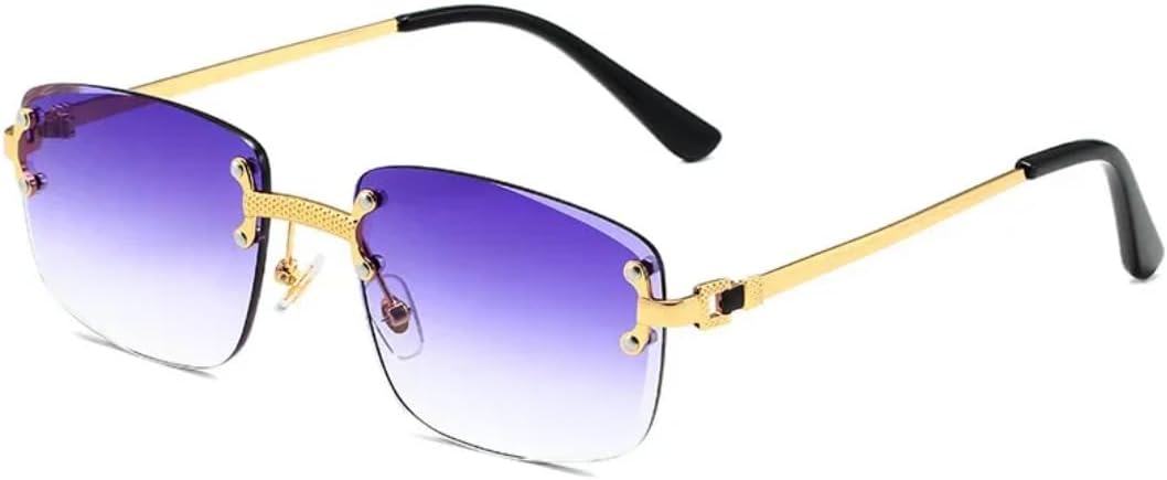 

Солнцезащитные очки с защитой UV400 | Без оправы, без заклепок, в стиле панк, с разноцветными линзами | Для женщин и мужчин, для занятий спортом на открытом воздухе и вождения DSVIGF, Gradient Purple