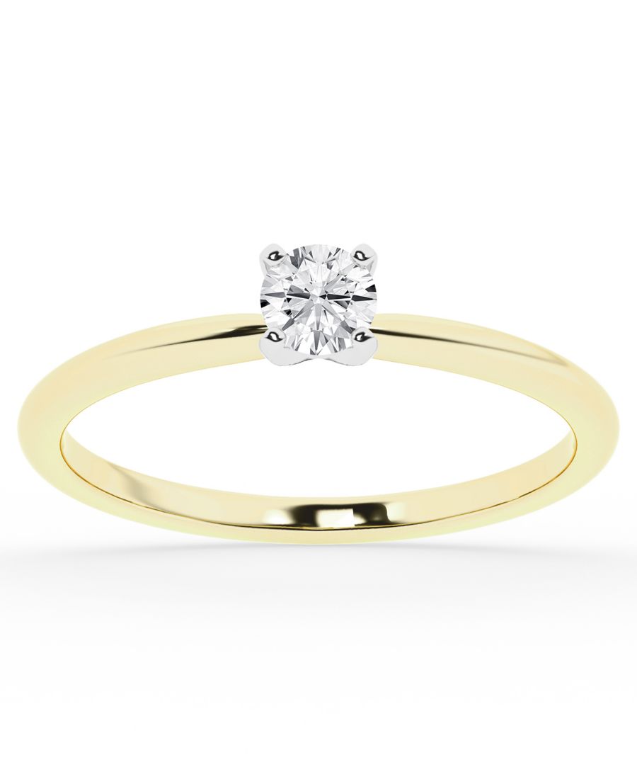 

Кольцо с одним бриллиантом (общий вес 1/4 карата) в оправе из желтого золота 10 карат Macy's, 10k Yellow Gold