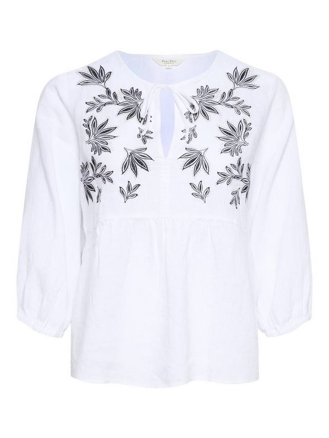 

Топ Gwendina из чистого льна с вышивкой Part Two, White