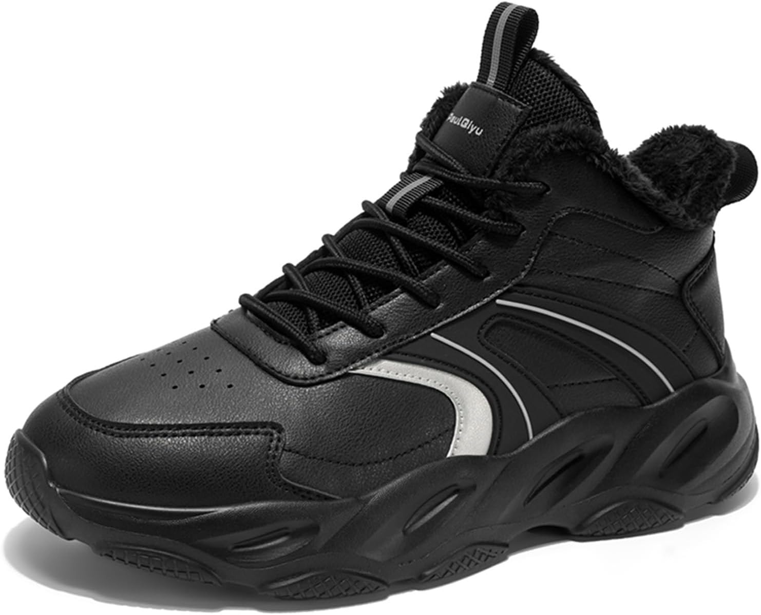 

Мужские повседневные спортивные зимние теплые кроссовки с мягкой подошвой, новый модный тренд толстая подошва, универсальная массивная обувь для мужчин Generic, черный