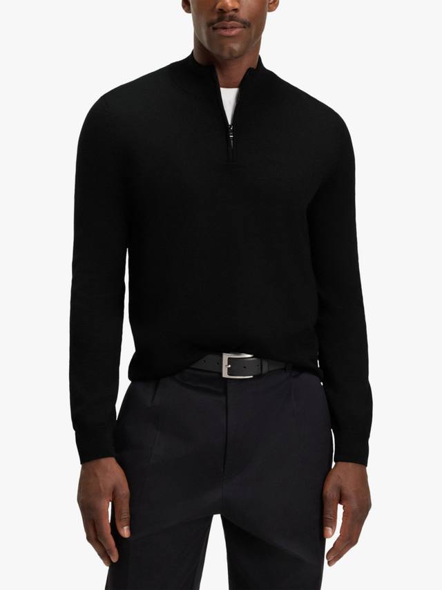 

Базовый вязаный поло с молнией BOSS HUGO BOSS, Black