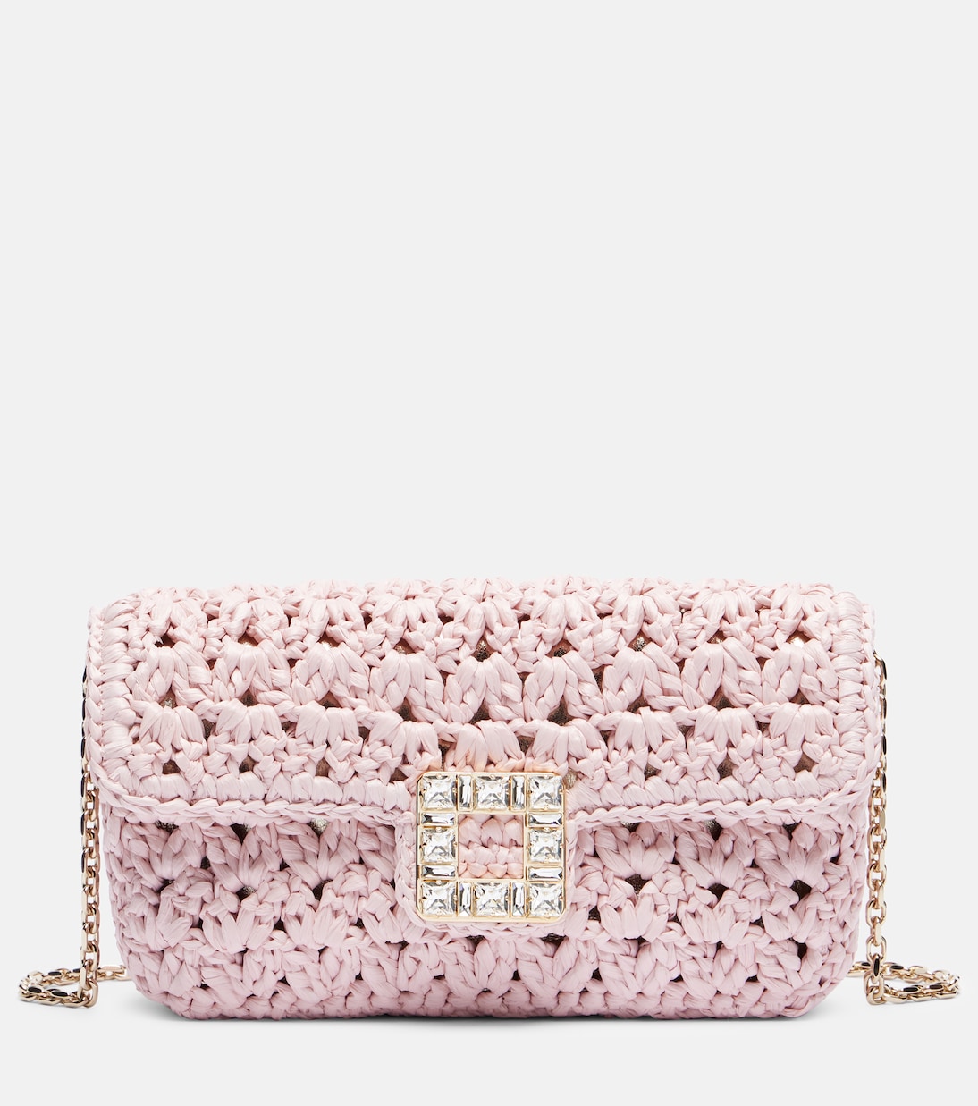 

Jeu De Fille клатч из рафии с декоративными элементами Roger Vivier, Rosa + Oro