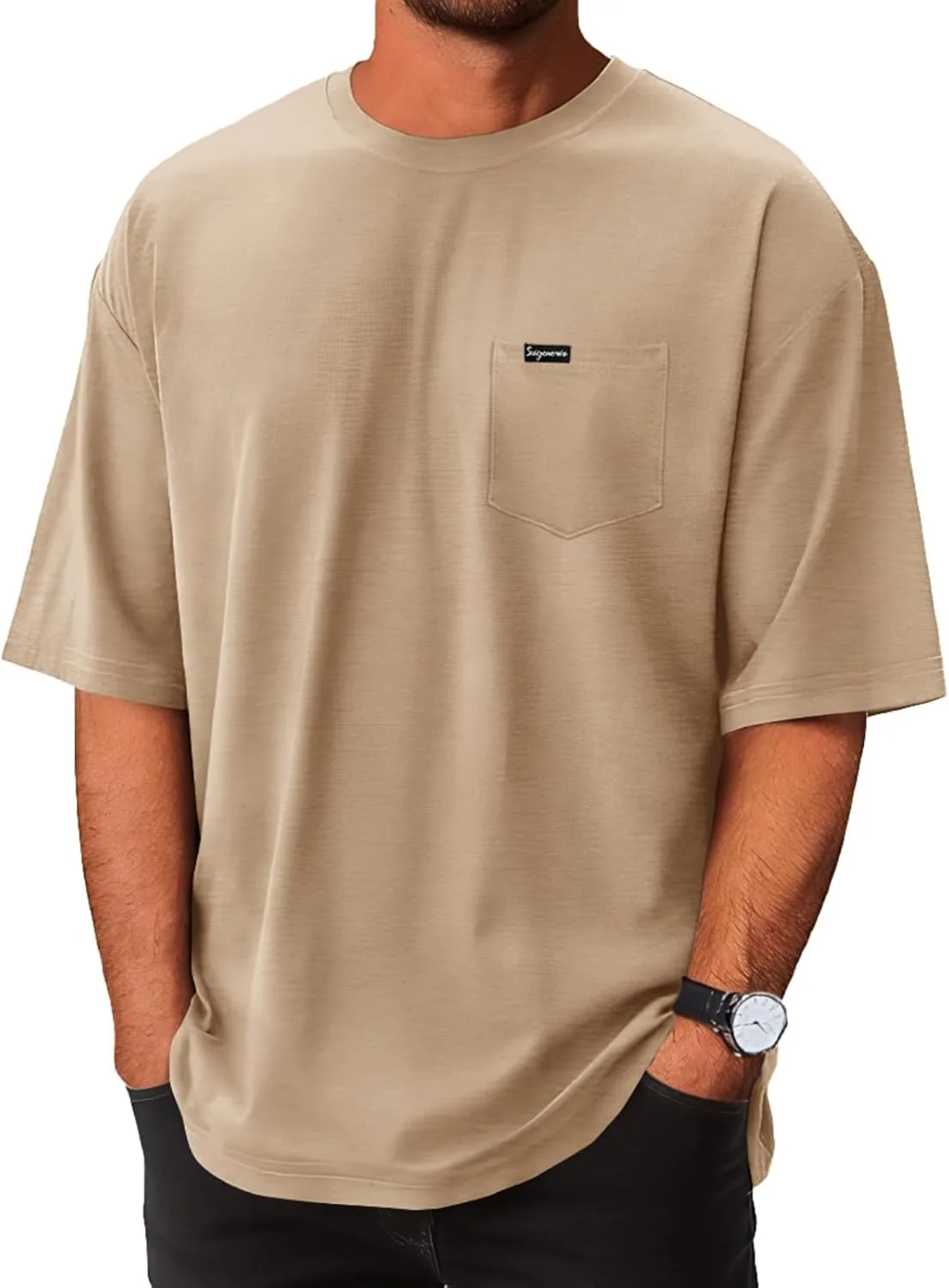 

Футболка мужская Oversized с карманом Opomelo