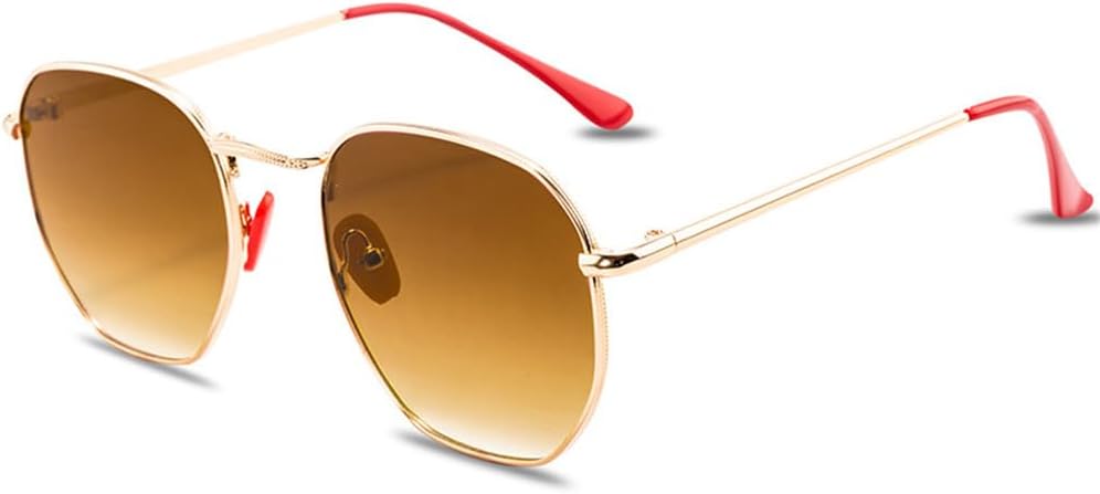 

Модные многоугольные солнцезащитные очки для женщин, классические винтажные металлические очки для путешествий и вечеринок, мужские очки с защитой от УФ-излучения UV400 KTUCN, Tea