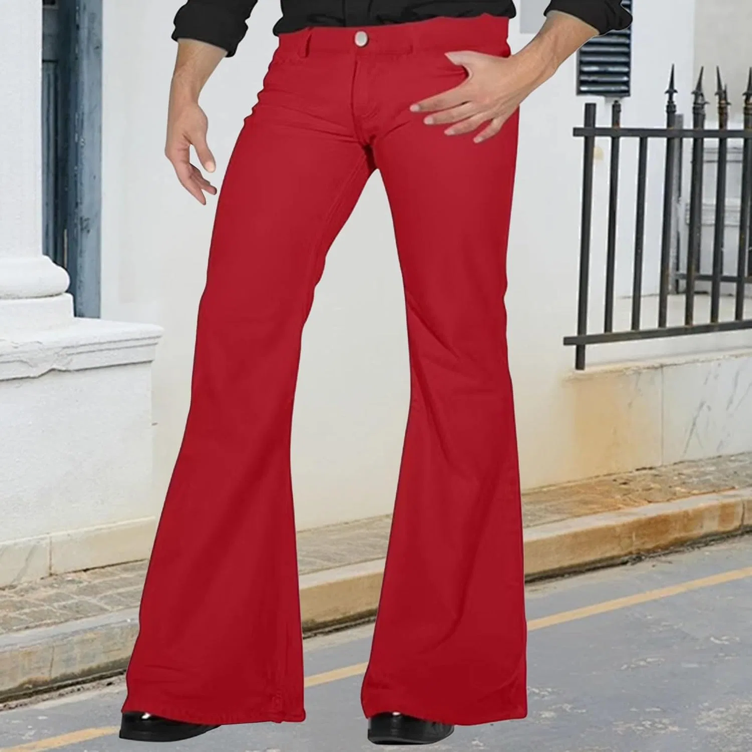 Джинсы клеш Mens Slim Fit Red — фото 3