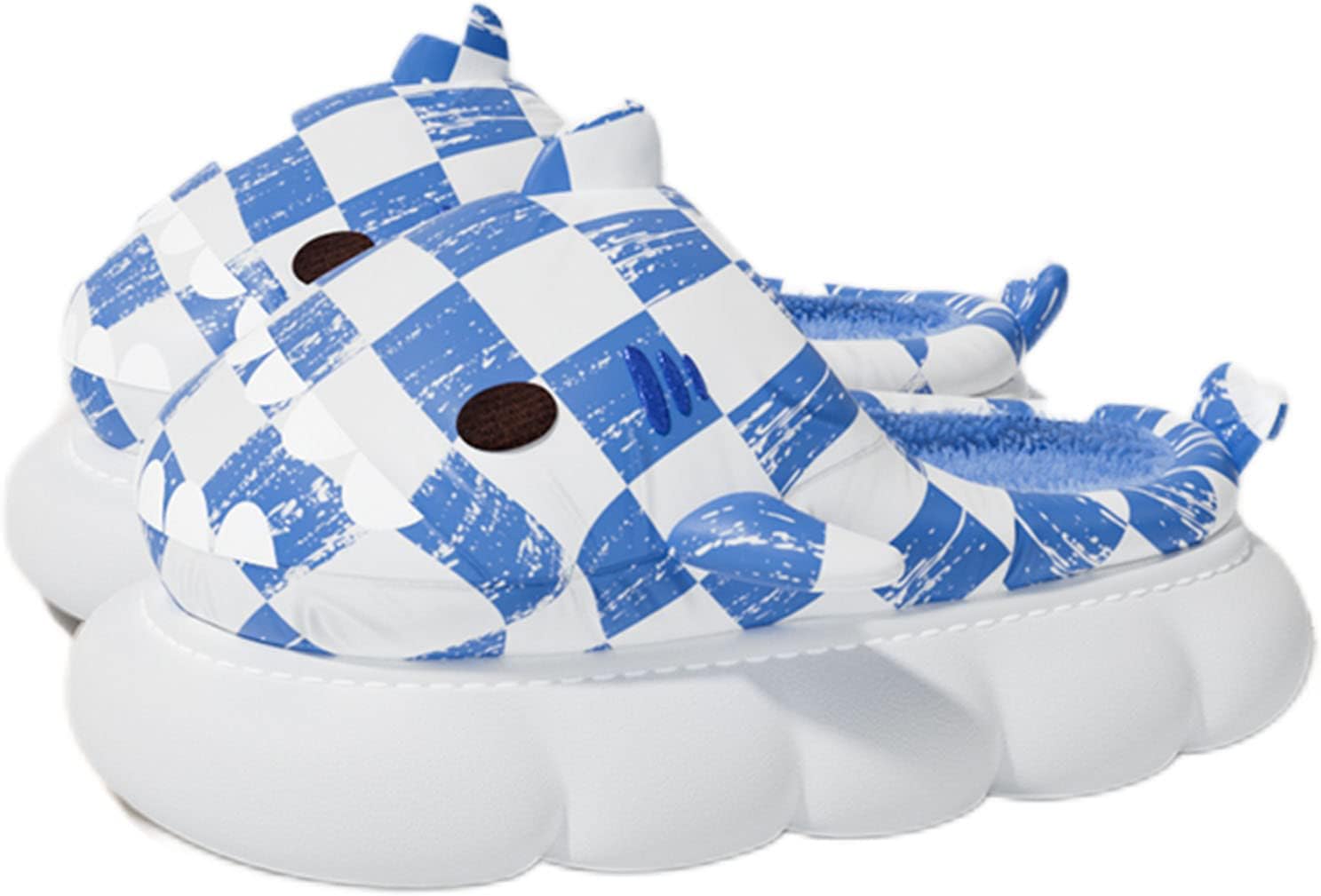

Милые мультяшные тапочки с акулами Zureto из хлопка, зимние домашние и тапочки для женщин и мужчин, синий