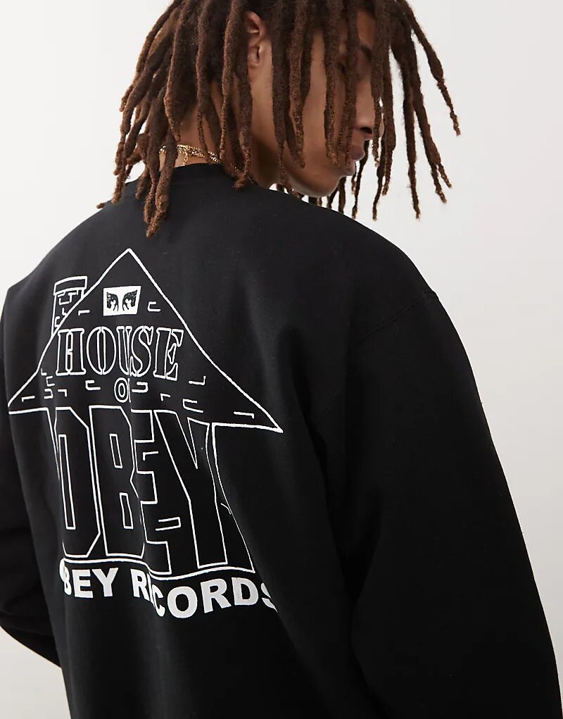 

Толстовка с графическим принтом House of Oby Records черного цвета Obey