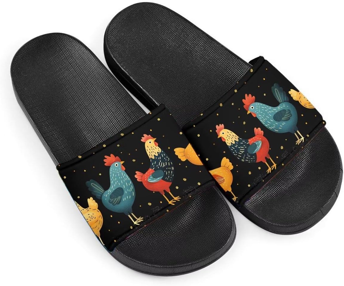 

Сандалии, женские тапочки, готические, с принтом петуха, летние домашние тапочки, для дома, улицы, пляжа, отеля, противоскользящие тапочки Getelinseng, Abstract Rooster Funny