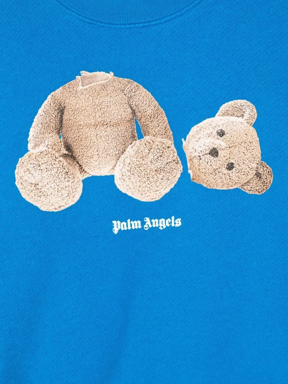 Толстовка с круглым вырезом и изображением медведя Palm Angels Kids, синий — фото 3