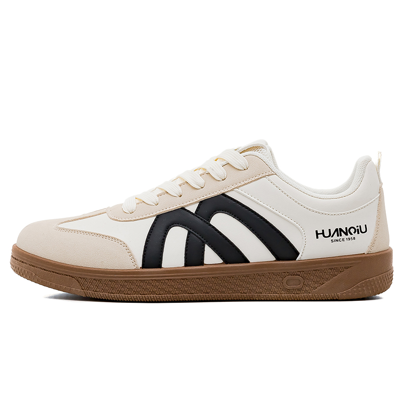 

HUANQIU Мужские повседневные низкие кроссовки Beige Black, устойчивые к истиранию, дышащие и легкие