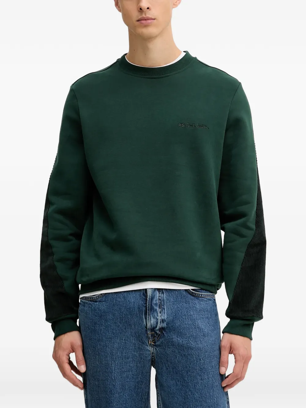 

Свитшот с вельветовыми вставками Ps Paul Smith, зеленый