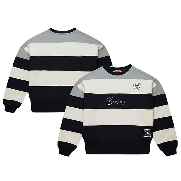 

Женский серо-черный свитшот Milwaukee Brewers Cooperstown Collection Mitchell & Ness