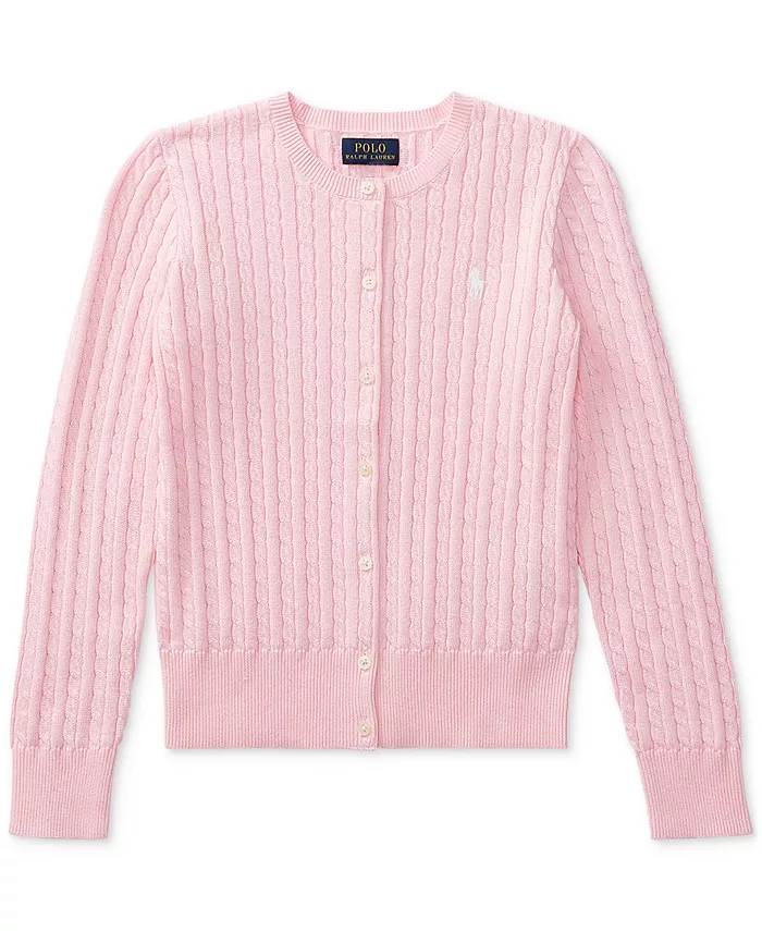 Кардиган из хлопка с крупной вязкой Big Girls Polo Ralph Lauren, розовый — фото 4