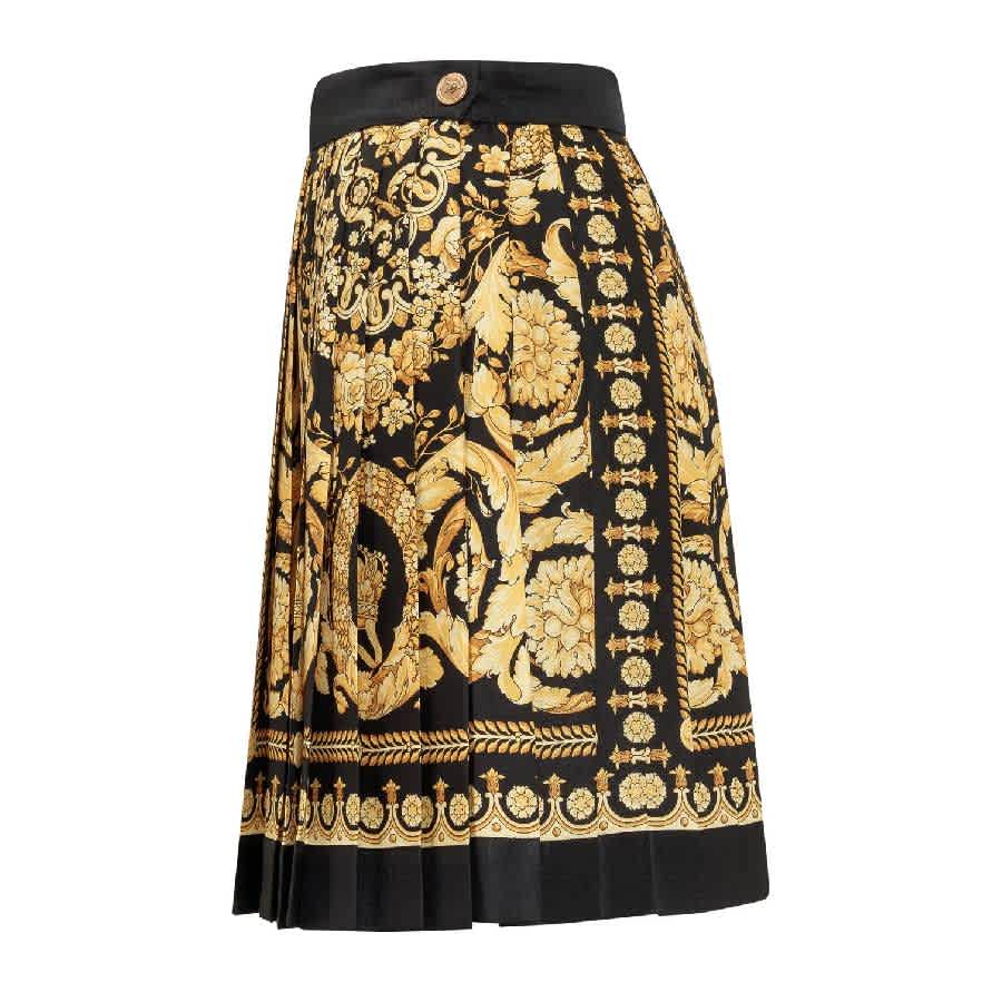 Шелковая юбка в стиле барокко от Versace, черный/золотой — фото 2