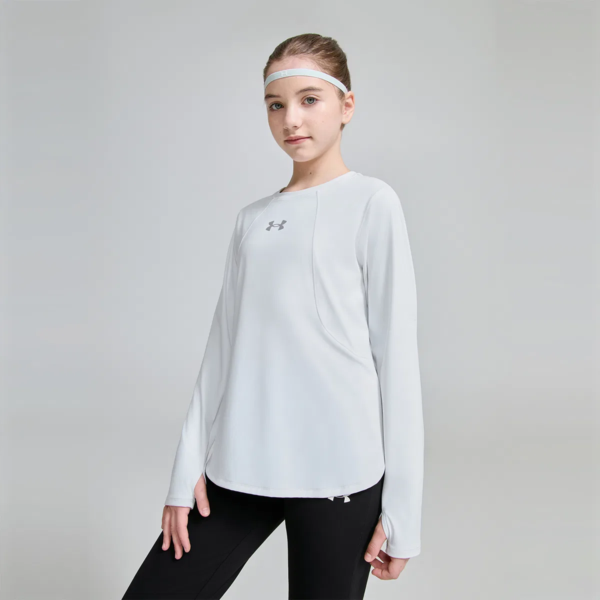 Футболка детская с круглым вырезом средней растяжимости Under Armour белая — фото 4