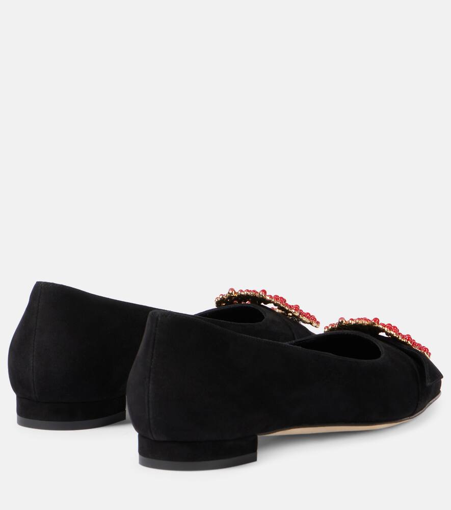 Gifla балетки из замши с декоративными элементами Manolo Blahnik, 0015 Black/994K Yoth — фото 2