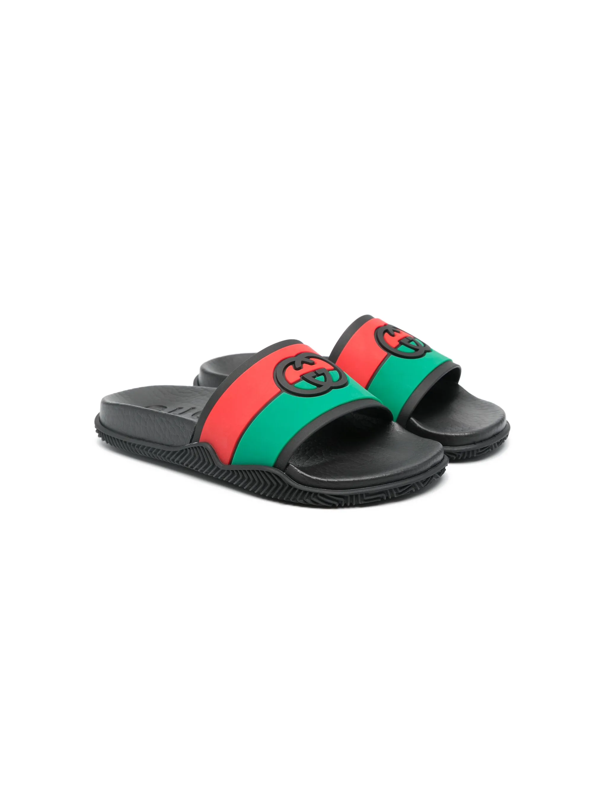 

Шлепанцы с отделкой Web Gucci Kids, черный