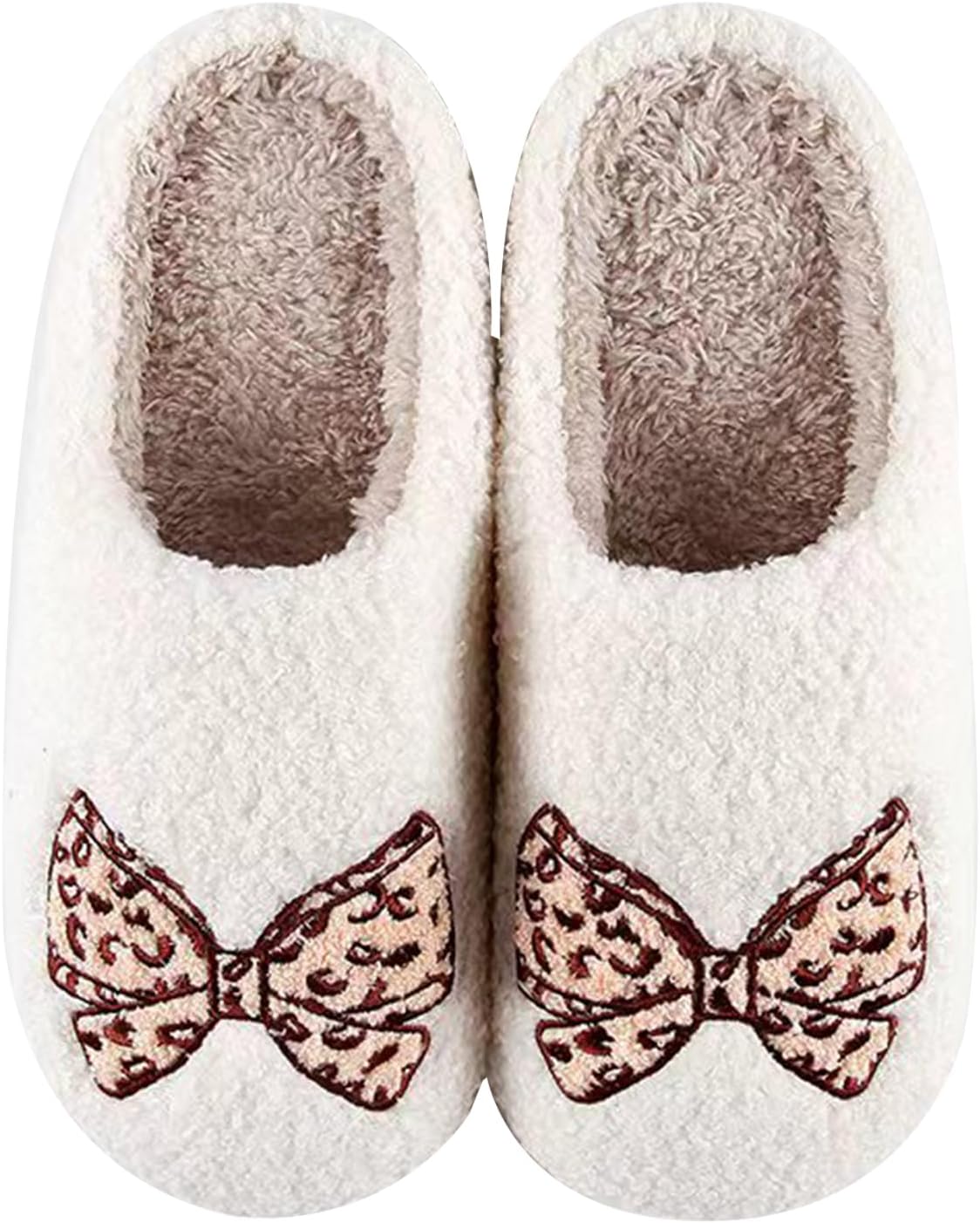 

Тапочки с тыквой на Хэллоуин для женщин и мужчин, милые мультяшные тапочки с плюшевой подкладкой и комфортной мемори-пеной Ussolyw, Leopard Bow