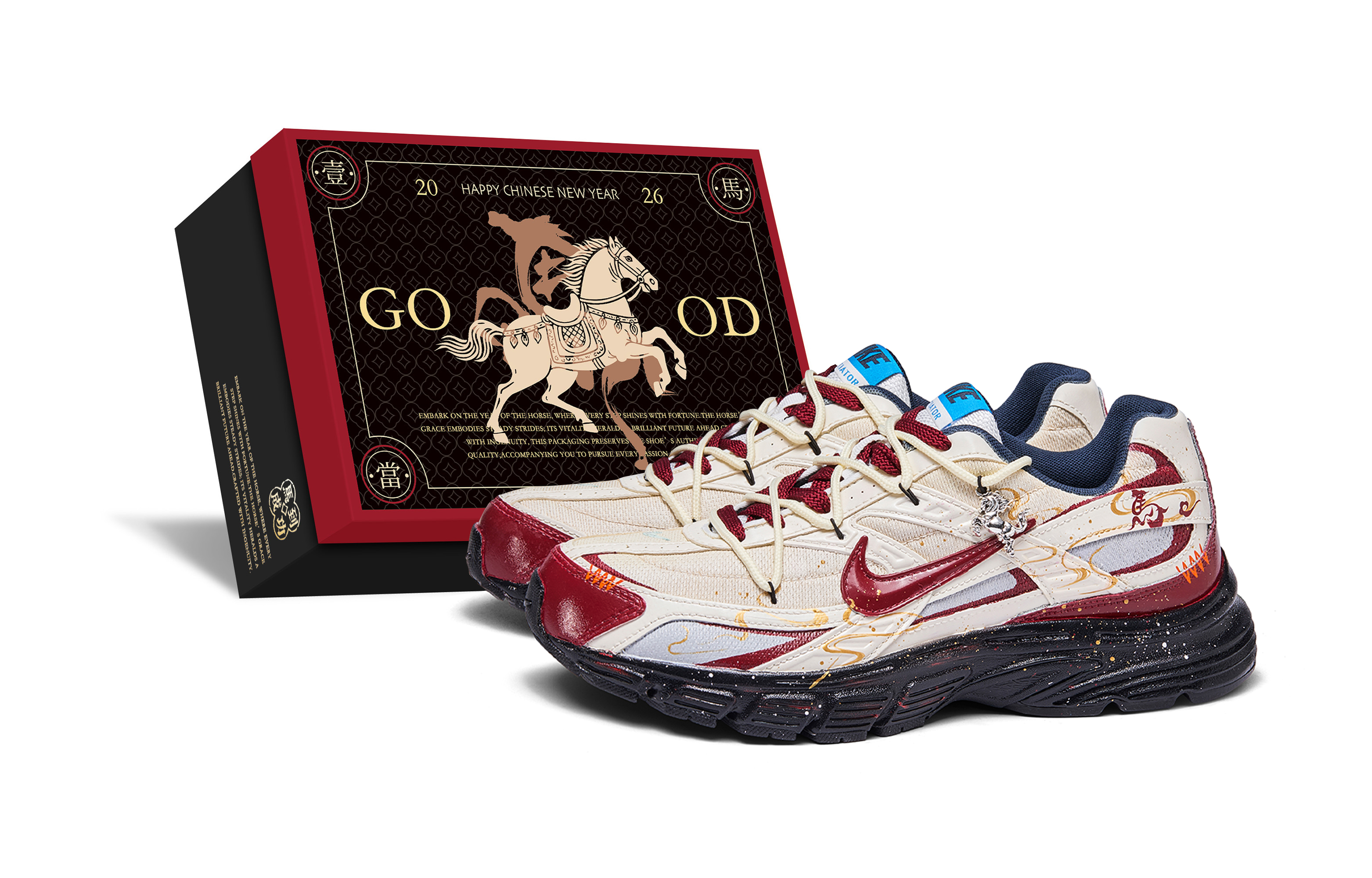 

Nike Initiator Abrasion Resistant низкие кроссовки для бега и повседневной носки мужские beige red