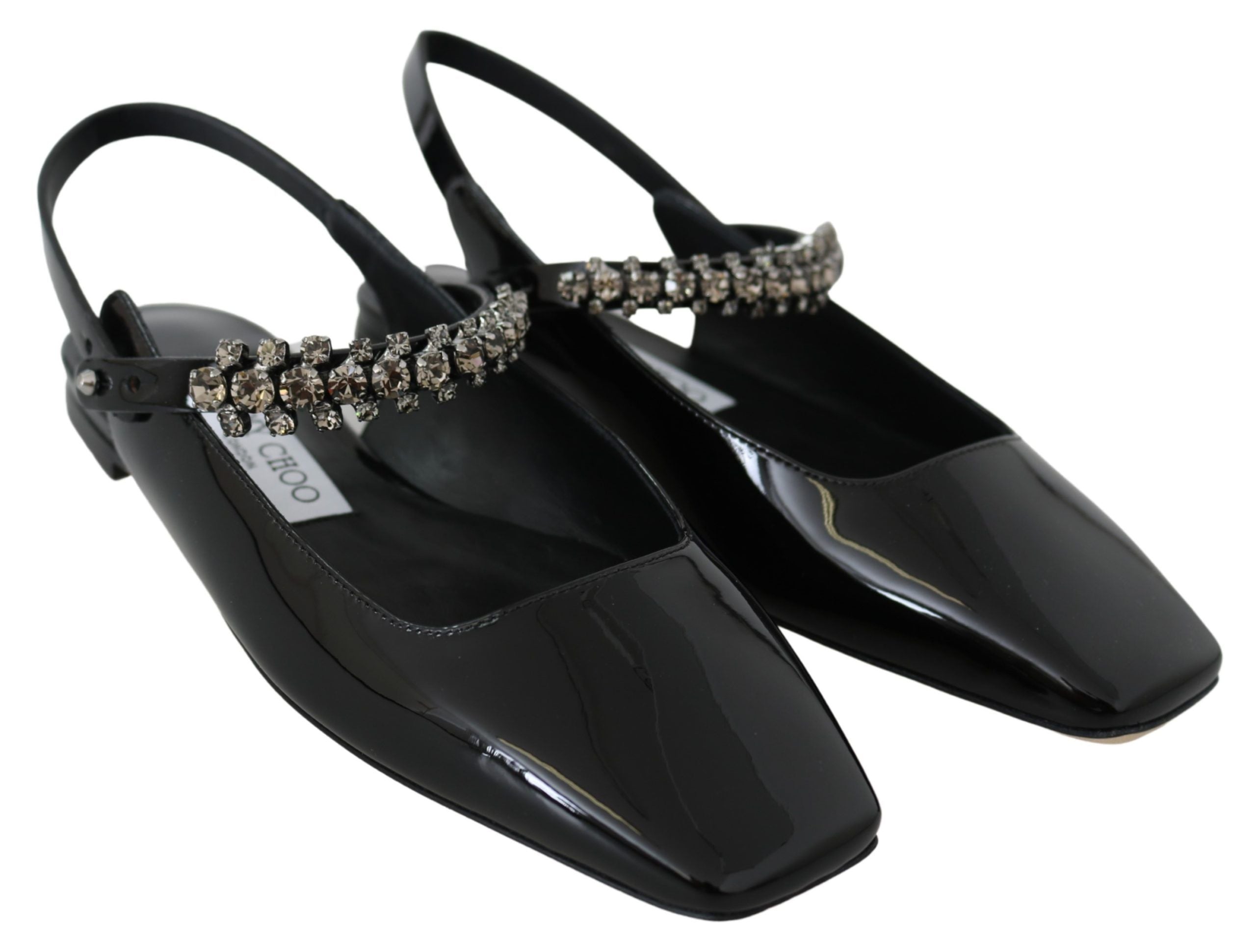 Элегантные лакированные туфли Jimmy Choo с кристаллами для женщин, черный — фото 2