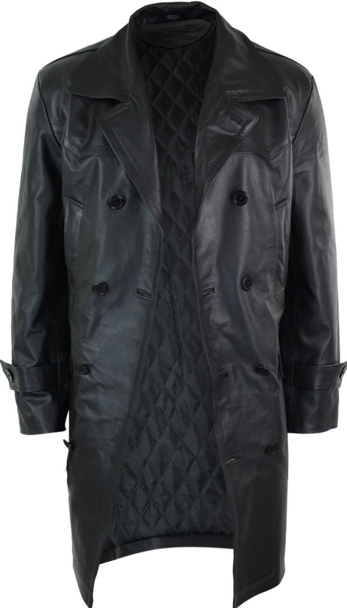 

Длинная двубортная кожаная куртка Dr Who длиной 3/4 TruClothing, черный