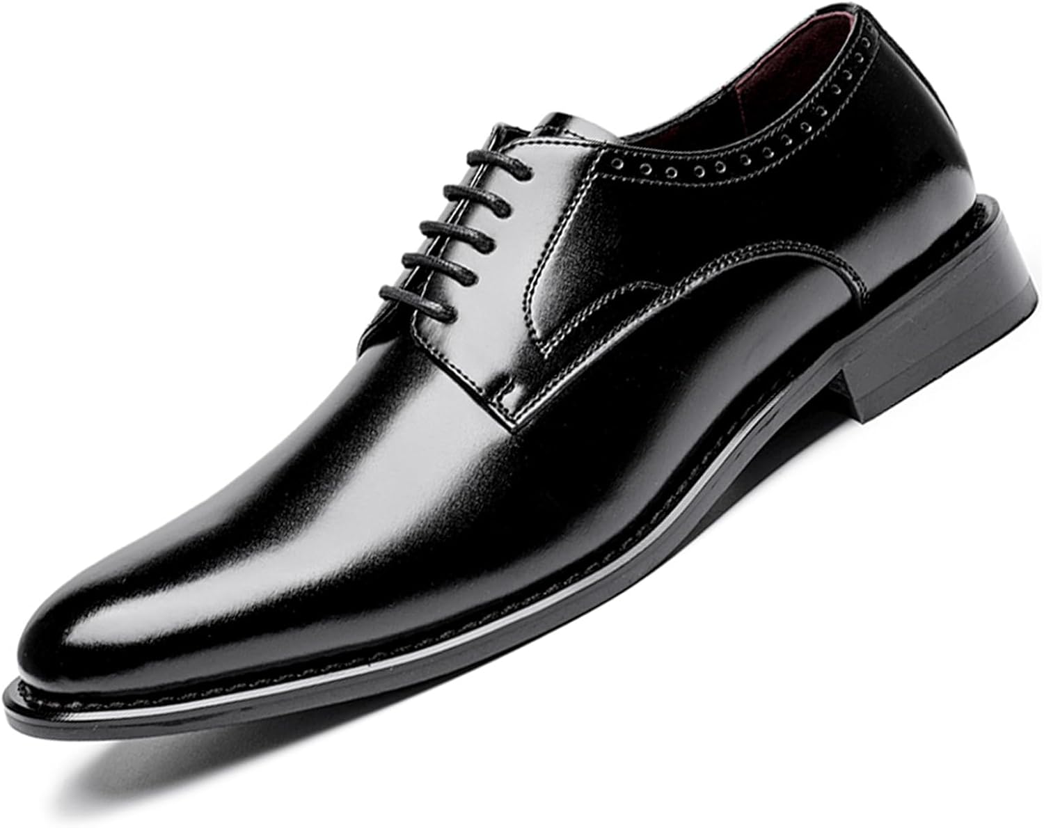 

Мужские классические кожаные оксфорды на шнуровке, удобные туфли с низким каблуком для бизнеса и повседневной носки, современные свадебные и формальные туфли Ptnoka, черный