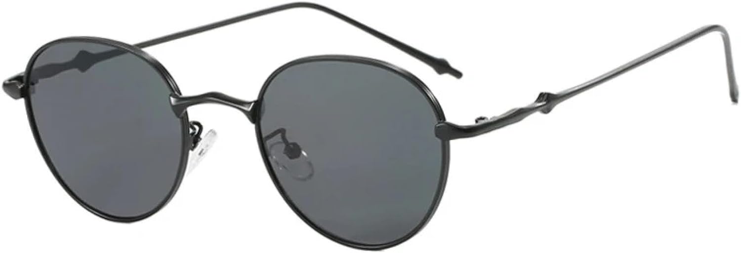 

Модные классические маленькие круглые солнцезащитные очки для женщин, роскошные металлические солнцезащитные очки для мужчин, модные очки для вождения и путешествий, защита от УФ-излучения UV400 TKKTLLT, Black Gray