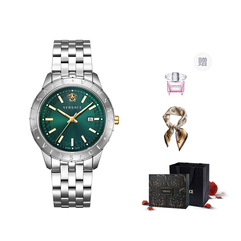 

VERSACE Часы Wrist Watch Quartz Movement Stainless Steel Watchband 43 Green Dial Men's Watch