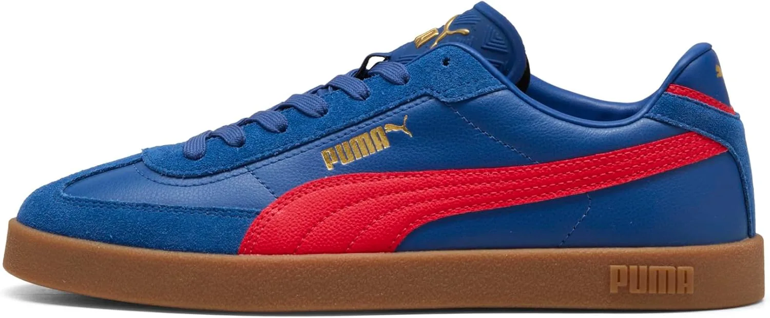 Мужские замшевые кроссовки PUMA Club II Era на шнуровке, повседневные - синие, красный