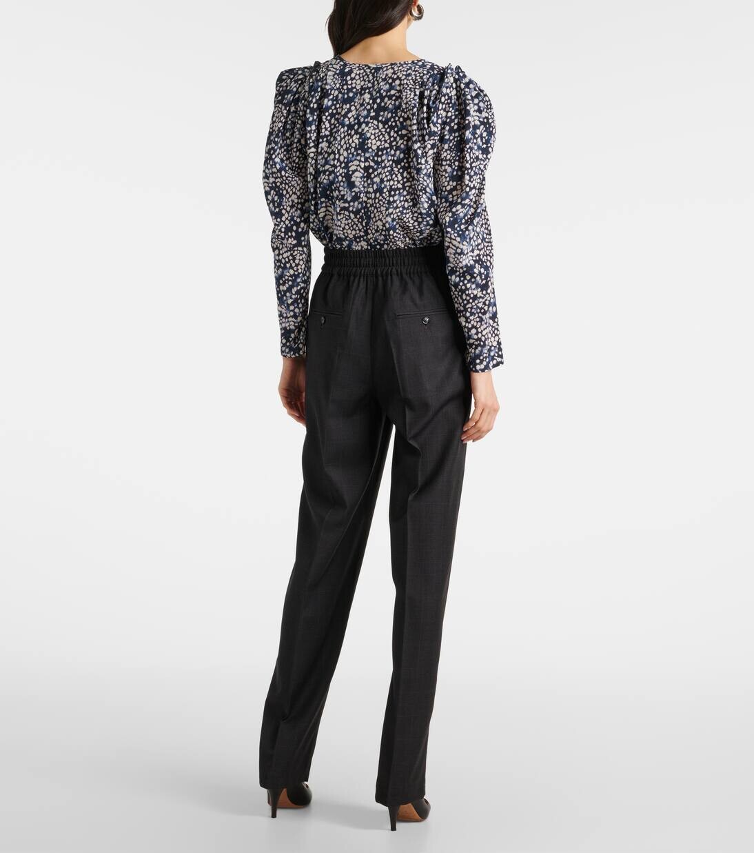 Прямые брюки Liska из шерстяной смеси в клетку Isabel Marant, цвет anthracite — фото 3