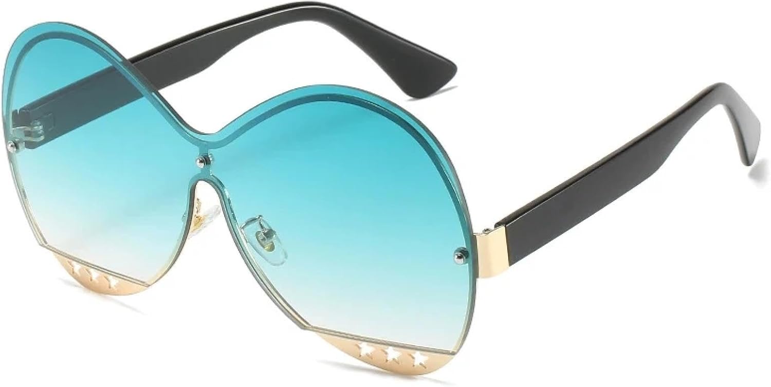 

Роскошные солнцезащитные очки большого размера без оправы для женщин и мужчин, модные ретро-очки для путешествий, уличной фотографии, защита от УФ-излучения UV400 TKKTLLT, Black Gradient Green