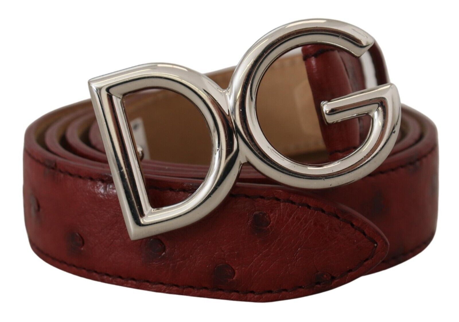 

Элегантный ремень из бордовой кожи с пряжкой-логотипом Dolce & Gabbana
