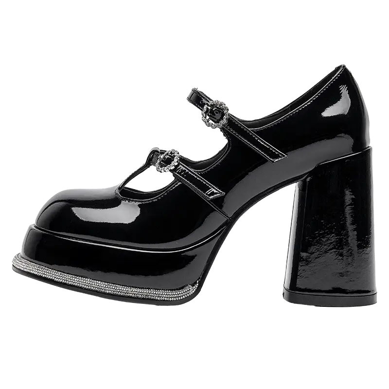 SHOESZOOO Туфли Мэри Джейн на массивном каблуке 10,5 см, женские, Hepburn, черные