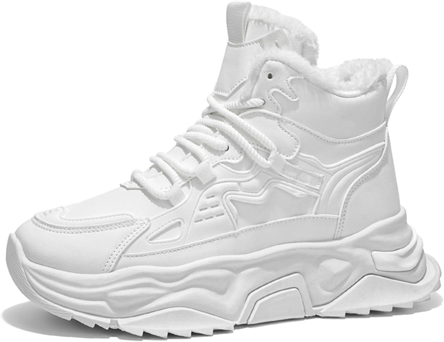 

Мужские зимние кроссовки с толстой подошвой, теплые белые плюшевые обувь Generic