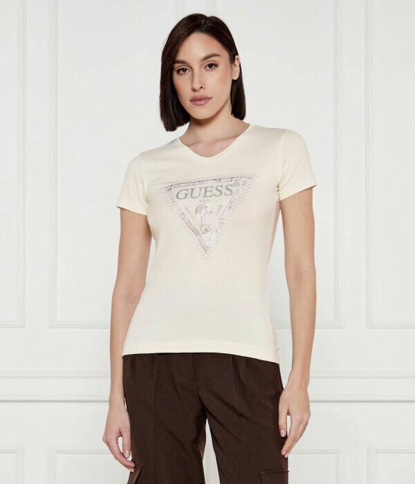 

Футболка женская Guess Jeans с вышивкой, экрю