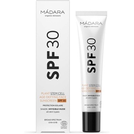 

Органический солнцезащитный крем для лица Madara Spf30 и 50 со стволовыми клетками растений 30, Mádara