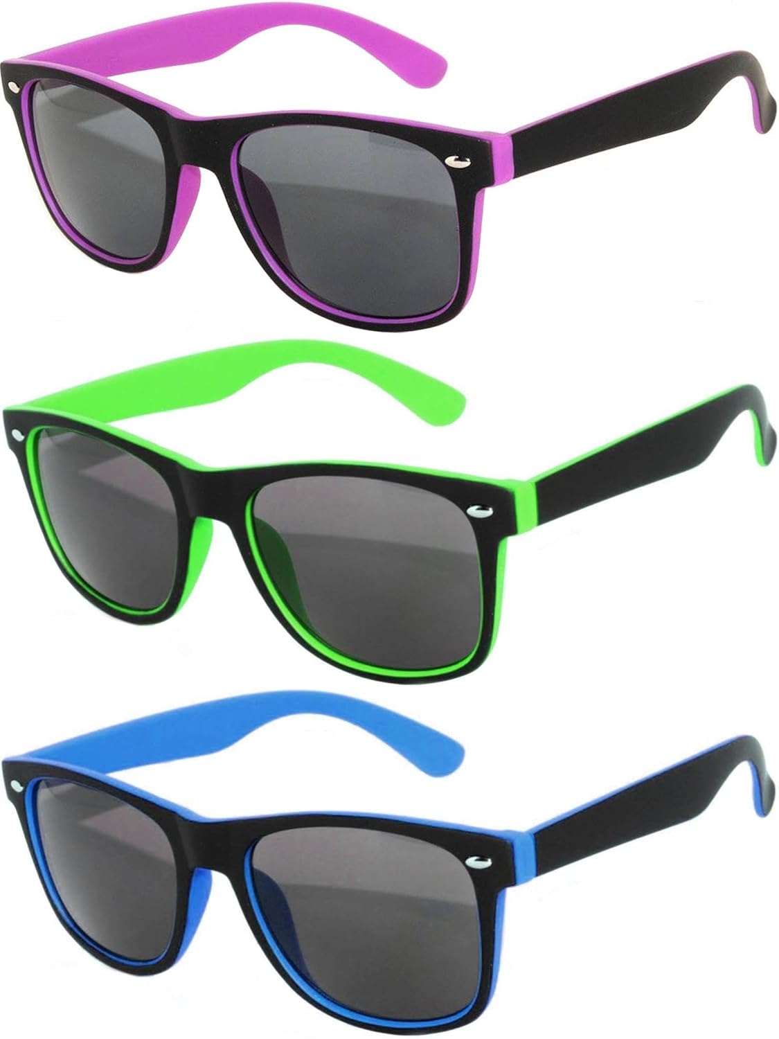 

Винтажные двухцветные солнцезащитные очки OWL с дымчатыми и зеркальными линзами — квадратные, в стиле ретро, ​​для женщин и мужчин, с защитой от УФ-излучения UV 400, 3 Pack Smoke Lens / Purple, Green, Blue