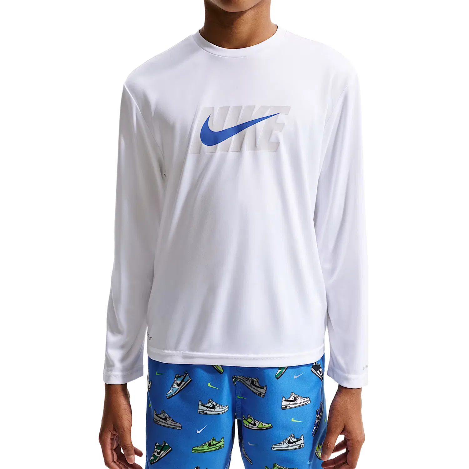 Купальник для детей Nike Dri-FIT облегающий белый/синий