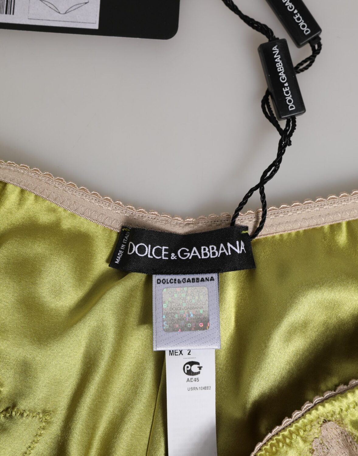 Трусики из зеленого шелка и атласа с цветочной кружевной отделкой Dolce & Gabbana, зеленый — фото 3