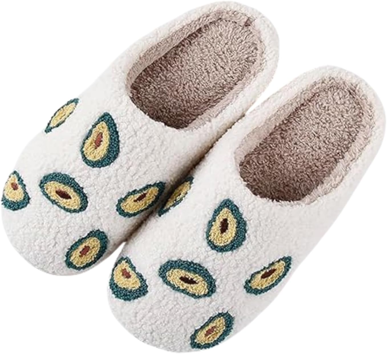 

ELIRAR Милые забавные тапочки с фруктовым рисунком - клубника, персик, вишня, мягкие и удобные, для дома, зимние, для женщин и мужчин, Avocado