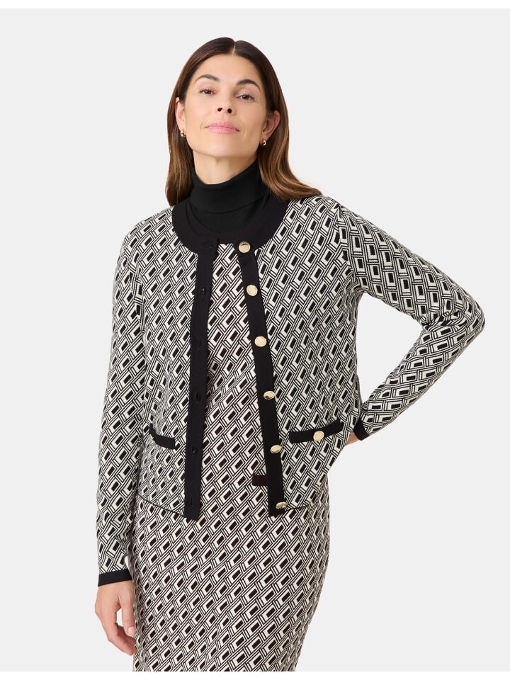 

Кардиган Gerry Weber Jacke Strick, цвет cream/black graphic jacquard